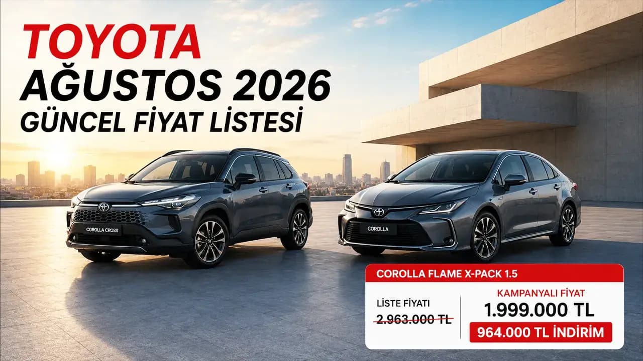 Toyota Ağustos 2026 Fiyat Listesi ve Kampanyaları