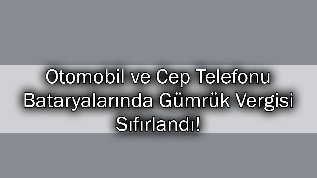 Otomobil ve Cep Telefonu Bataryalarında Gümrük Vergisi Sıfırlandı!