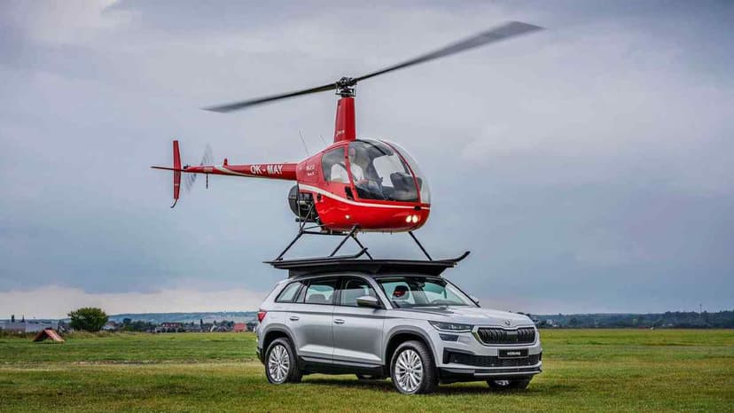 Skoda Kodiaq Modelinin Üstüne Helikopter İndi
