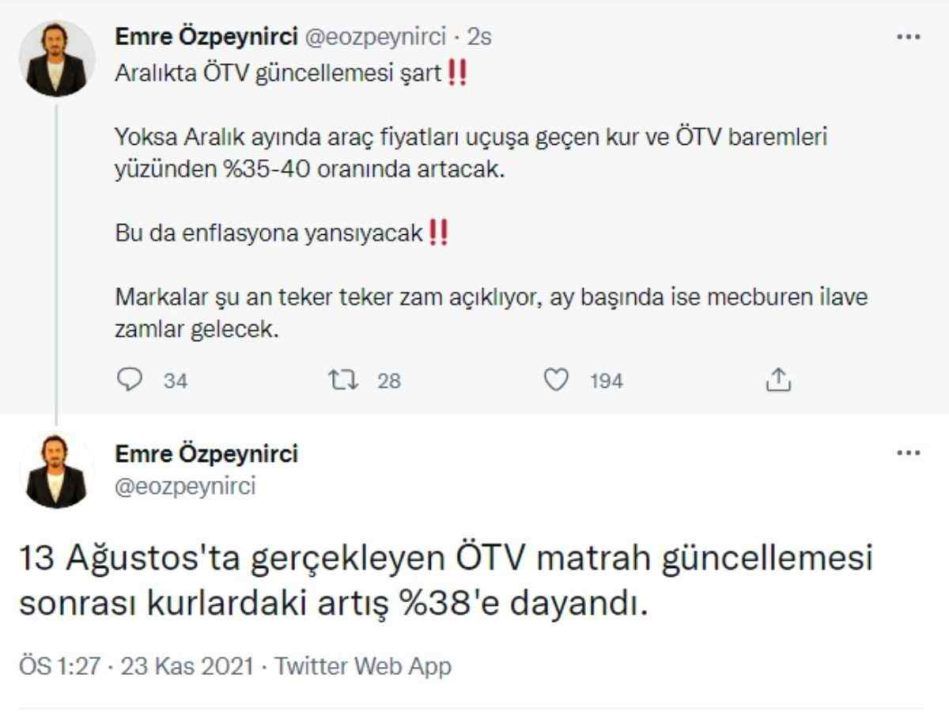 Uzman Uyardı: "Aralıkta Ötv Güncellemesi Şart" 3 Ekonomist Emre Özpeynirci