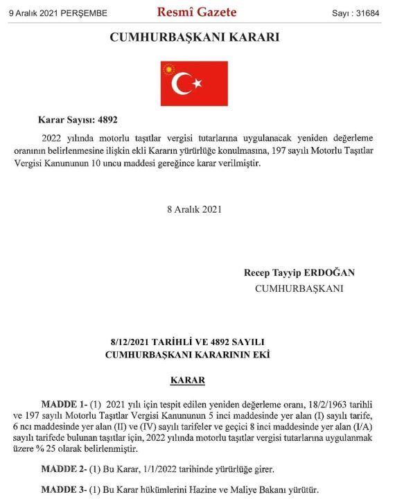 2022 Yılı Motorlu Taşıtlar Vergisi Artış Oranı Yüzde 25 Oldu 3 2022 Yılı Motorlu Taşıtlar Vergisi Artış Oranı Yüzde 25 Oldu