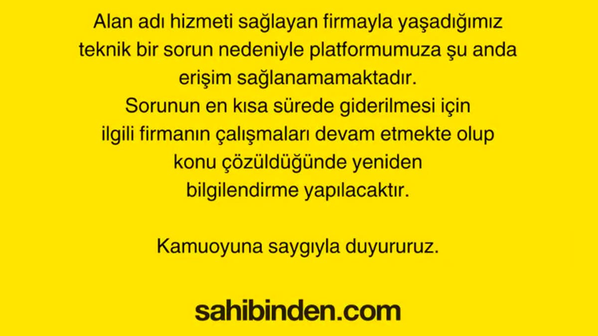 Erişim Sorunuyla İlgili Sahibinden.com Resmi Açıklama Yaptı! 2 Sahibinden.com Resmi Açıklama